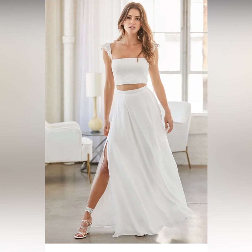 Away On Vacay White Two-Piece Maxi white Dress NWT size M